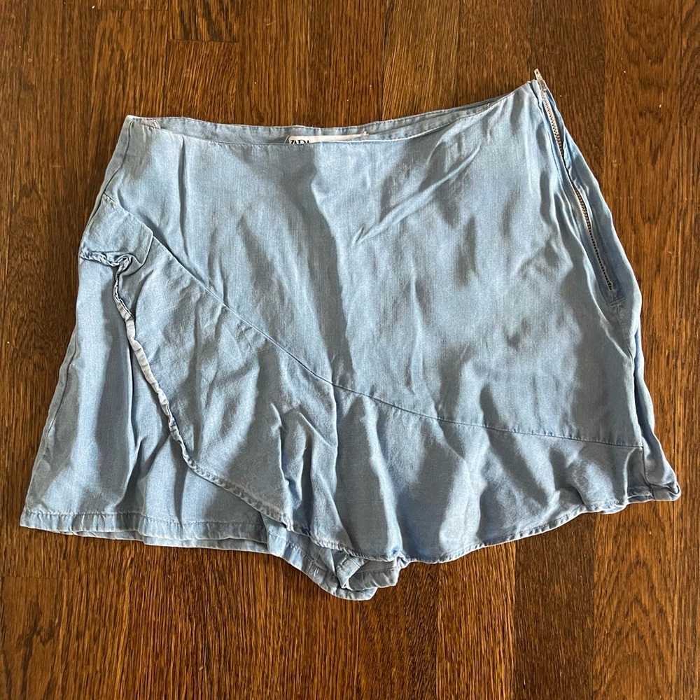 Zara Chambray Skort with Ruffle Detail